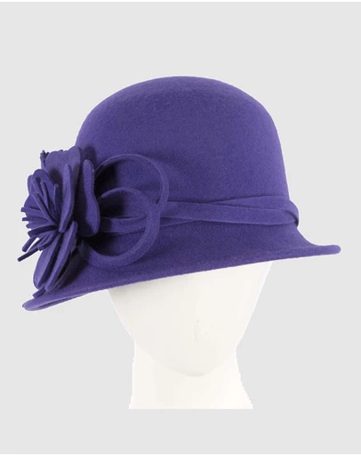 Max Alexander - Winter Felt Purple Cloche Hat