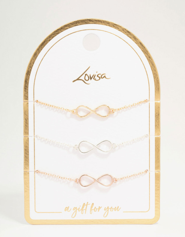 Lovisa - Mixed Metals Infinity Bracelets 3-Pack