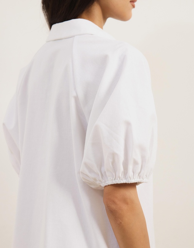 Atmos&Here - Lina Linen Blend Mini Dress with Puff Sleeves