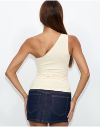 Dazie - Sandstone One Shoulder Tank Top
