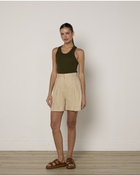 Cirkular - Pre-Loved - Bassike Army Green Ribbed Tank