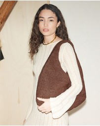& Other Stories - Leather-Piping Straw Shoulder Bag
