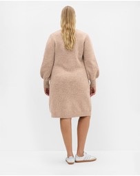 City Chic - Plus size Eleni Cardigan Midi Dress - taupe marle