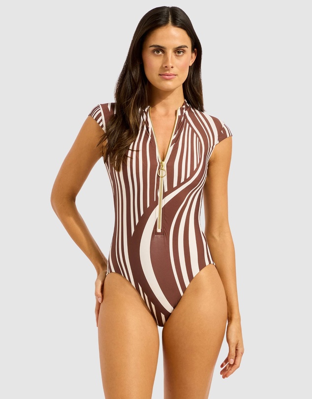 Seafolly - Coastline Zip Front One Piece Swimsuit