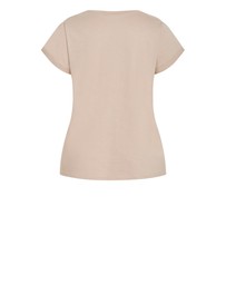 City Chic - Plus size Davina Cotton Tee - stone
