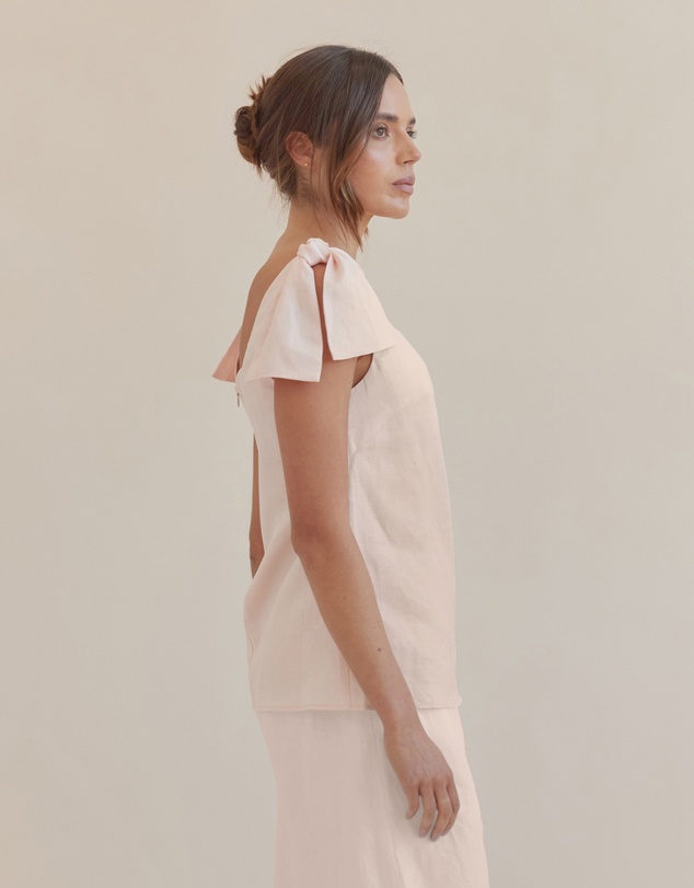 Amelius - Mavie Bow Linen Top