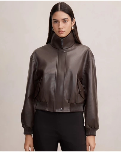 Forever New - Lynsey Funnel Neck Faux Leather Jacket