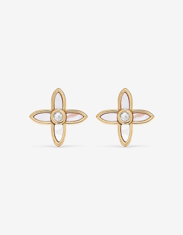 Michael Hill - Mother of Pearl Flower Pendant and Stud Earrings Set in 18kt Gold Vermeil