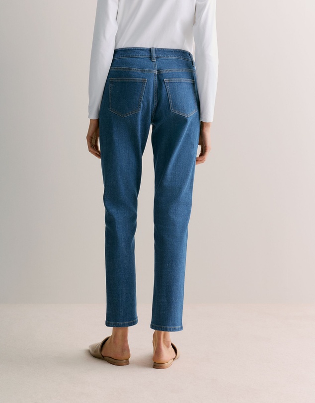 Trenery - Cotton Blend Boyfriend Jean in Mid Blue Denim
