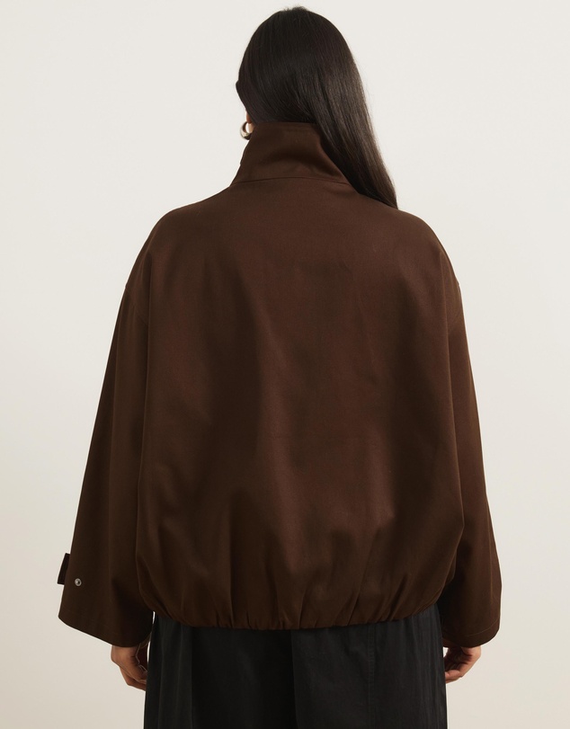 Atmos&Here Curvy - Taya Funnel Neck Twill Bomber Jacket