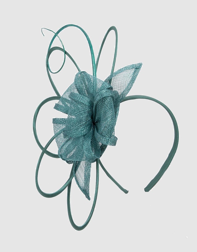 Max Alexander - Sinamay Teal Flower Racing Fascinator
