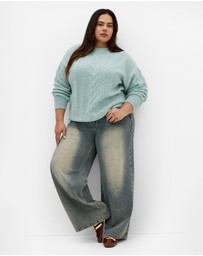 City Chic - Plus size Claudia Relaxed Knit Jumper - seafoam