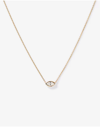 Michael Hill - Marquise Cut White Created Sapphire Bezel Necklace in 10kt Yellow Gold
