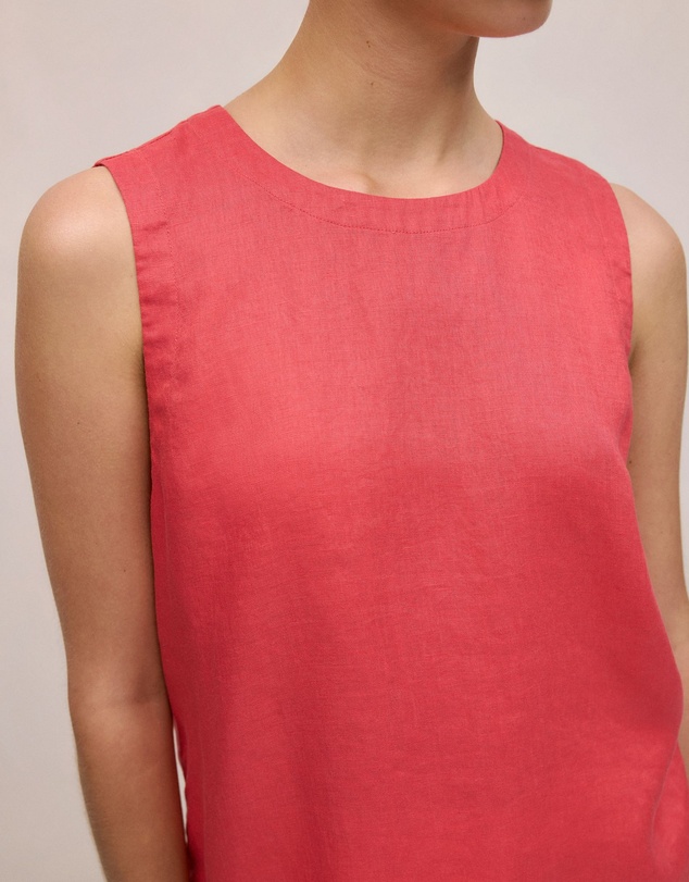 Trenery - Delave Linen Shell Tank in Crimson