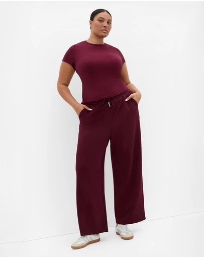 City Chic - Plus size Karla Short Sleeve Tee - dark cherry