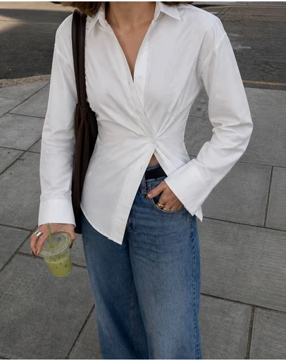 Dazie - Em Asymmetrical Button Up Shirt