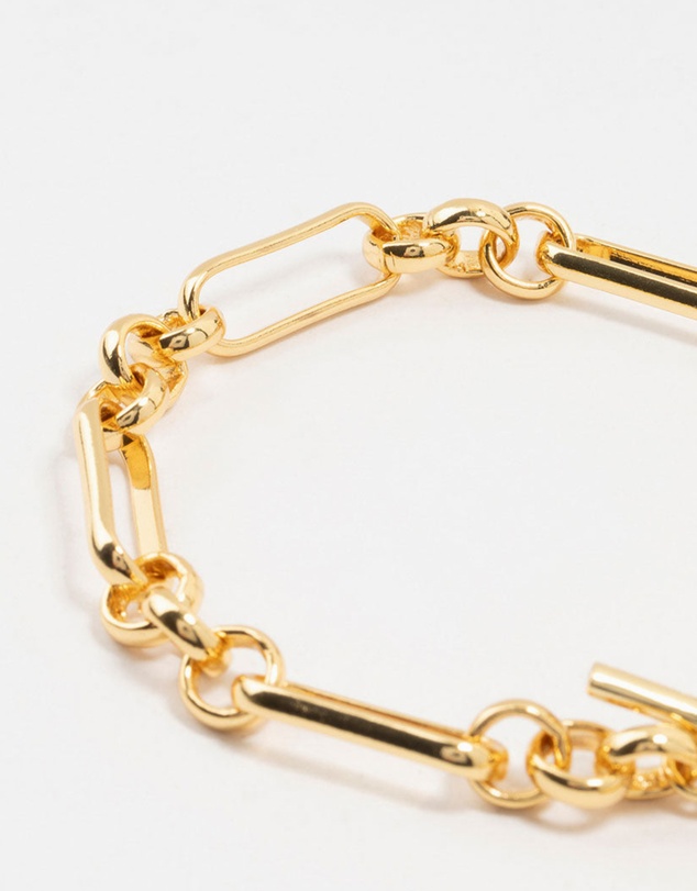 Lovisa - Gold Plated Brass Rectangular Link With Coin Bracelet