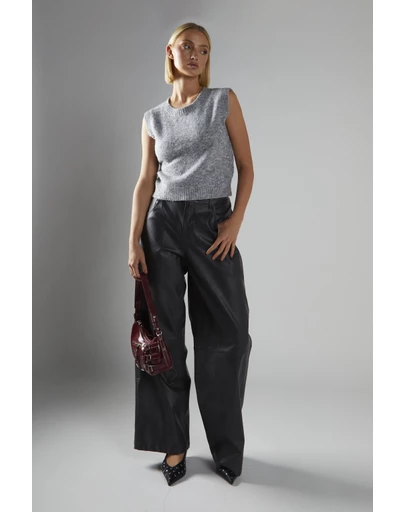 Glamorous - Wide Leg Distressed PU Trousers
