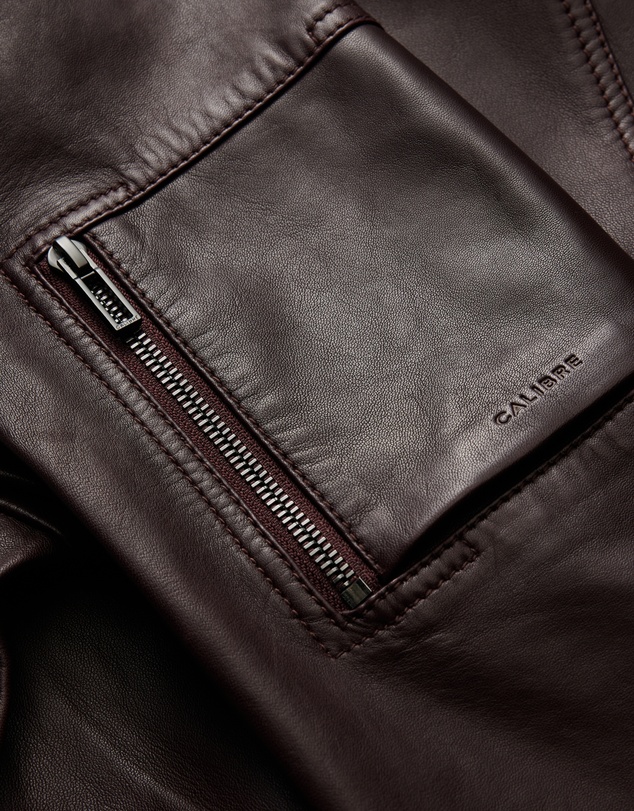 Calibre - Leather Bomber Jacket Wine