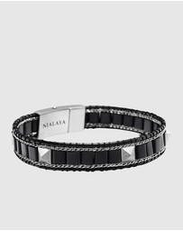 Nialaya Jewellery - Black Onyx Stud Bracelet with Silver