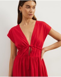 Atmos&Here - Anna Tie Front Linen Blend Maxi Dress