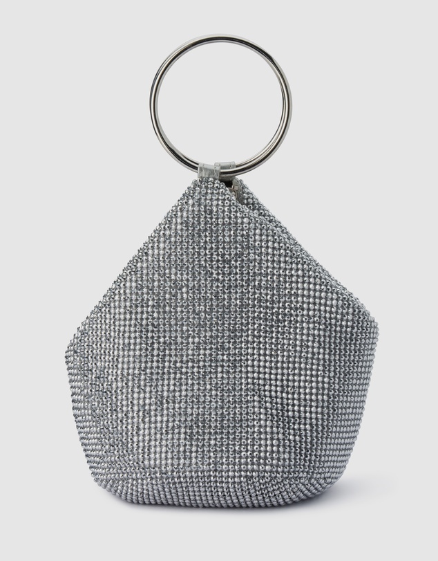 Olga Berg - Ellie Crystal Mesh Ring Handle Bag