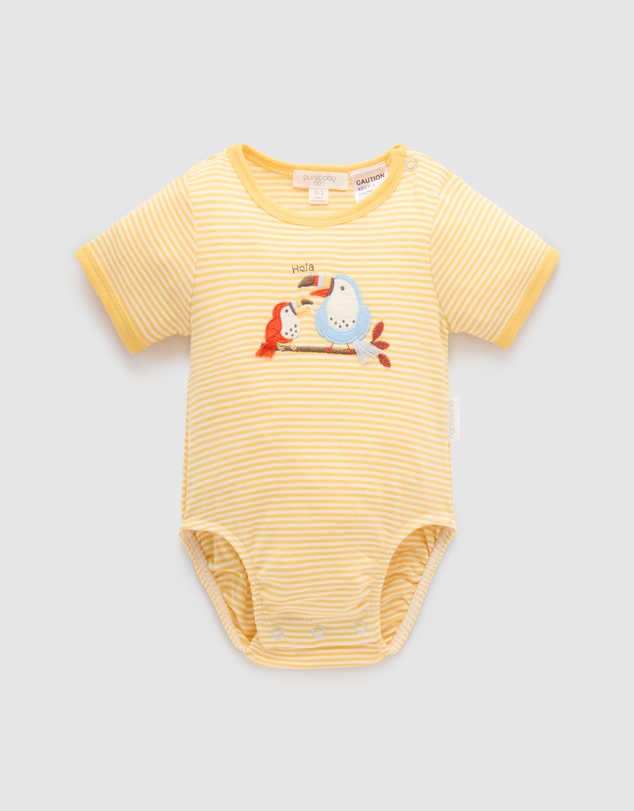 Purebaby - Rib Short Sleeve Bodysuit -Kids-Babies