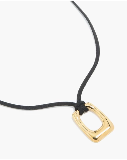Lovisa - Waterproof Gold Plated Stainless Steel Rectangle Pendant Cord Necklace