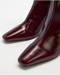 AERE - Anais Square Toe Heeled Leather Ankle Boots