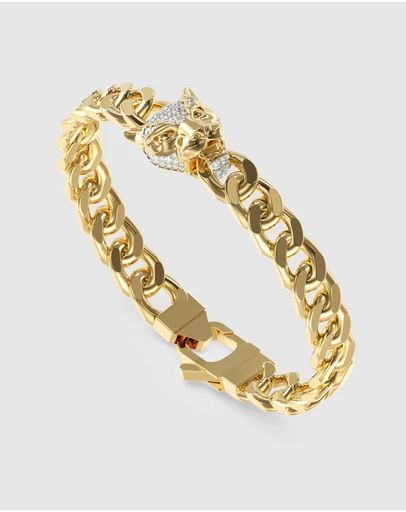 GUESS - GUESS Mens Gold-Tone Panther Chain Bracelet