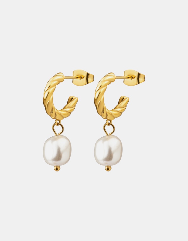 Zoe Olivia - Waterproof Twist Pearl Drop Stud Hoops