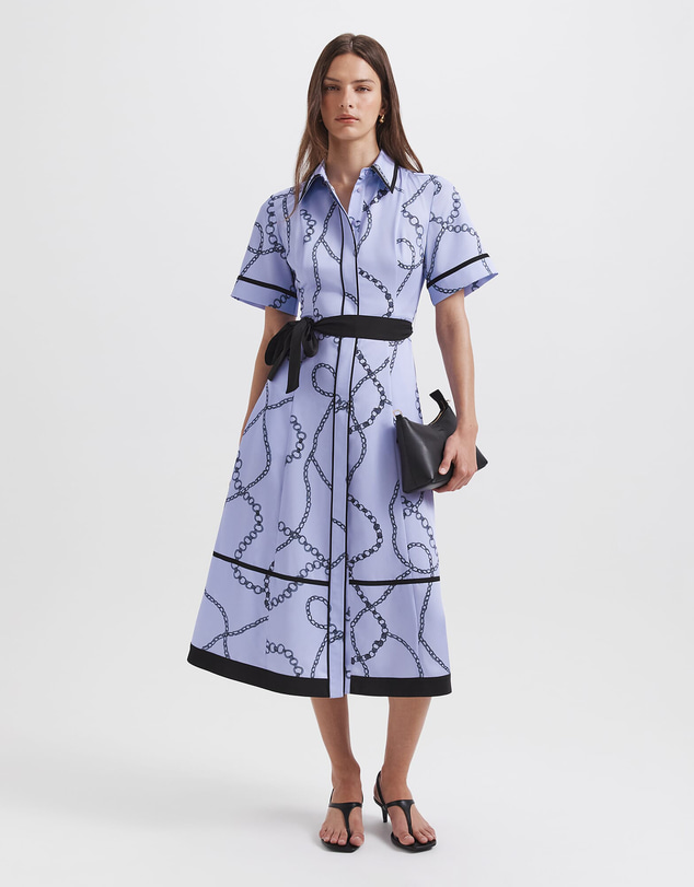 SABA - Chain Twill Belted Midi Dress