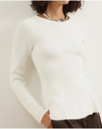 Atmos&Here - Ivy Boat Neck LS Peplum Knit Top