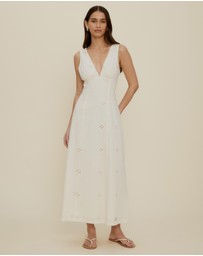The Fated - Esther Column Broderie Midi Dress