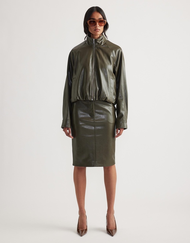 Decjuba - Ari Faux Leather Bomber Jacket