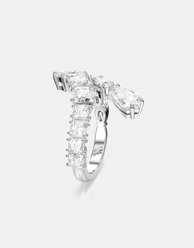 Swarovski - Matrix ring, Mixed cuts, White, Rhodium plated
