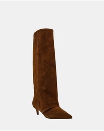 Steve Madden - Luca Chestnut Suede Heeled Boots