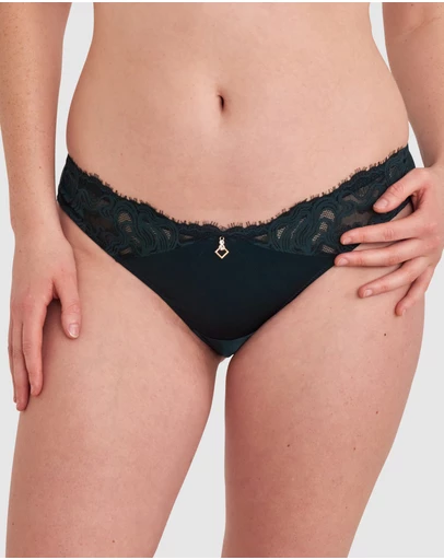 Bras N Things - Rosaria Brazilian Knicker-Dark Green