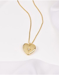 Wanderlust + Co - Heart Gold Locket Necklace