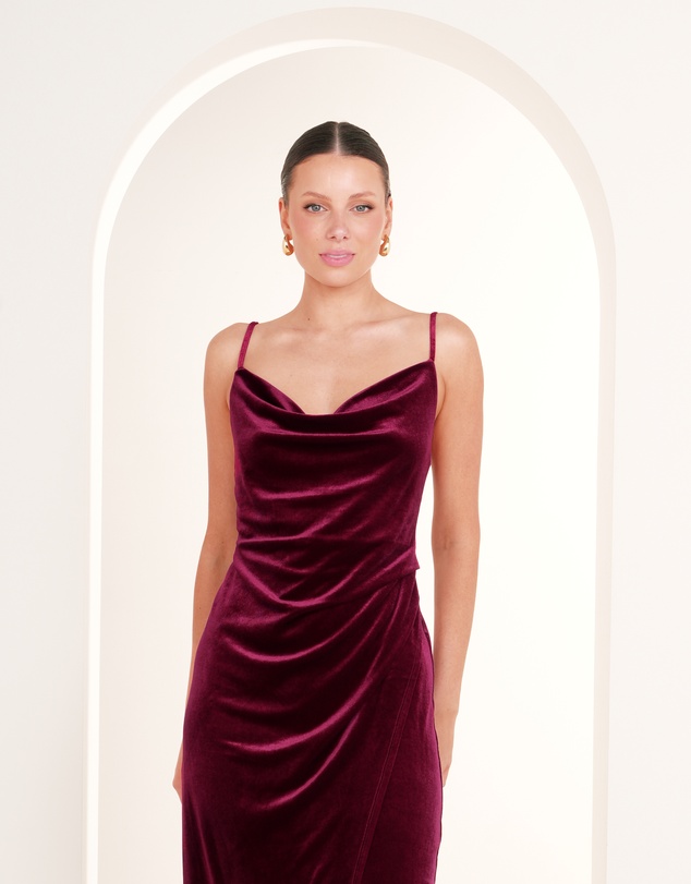 Pilgrim - Lauren Cowl Velvet Maxi Dress
