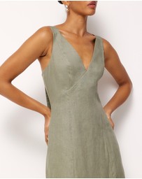 AERE - Tully Linen Back Detail Dress