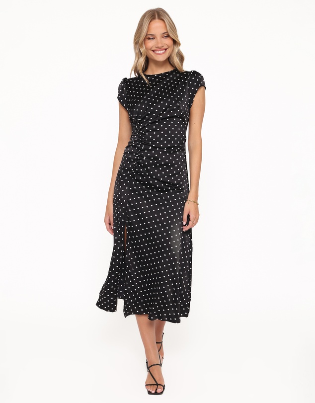 Petal & Pup - Lisbeth Midi Dress - Black Polka Dot