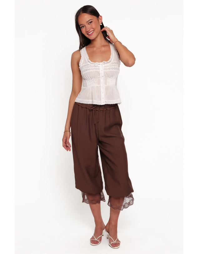 Petal & Pup - Rosanna Lace Hem Balloon Pants - Chocolate Brown