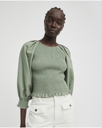 Witchery - Cotton Ramie Shirred Blouse