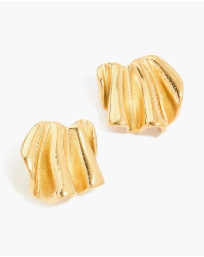 Lovisa - Waterproof Gold Plated Stainless Steel Wavy Fan Stud Earrings