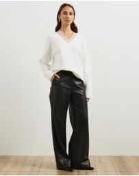 Atmos&Here - Teo V-Neck Knit Jumper with Lace Trim