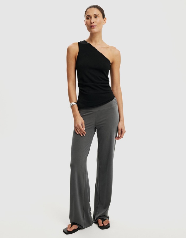 Cotton On - Stud Trim Asymmetrical Knit Top
