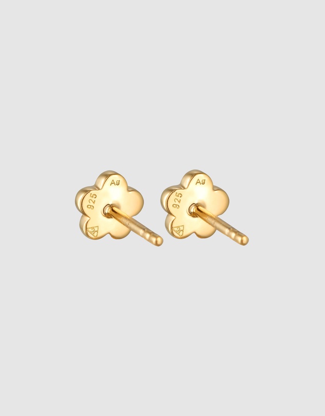 Elli Jewelry - Children's Flower Zirconia Stud Earrings in Gold-Plated 925 Silver