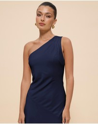 CHANCERY - Hallie Satin One Shoulder Drape Maxi Dress