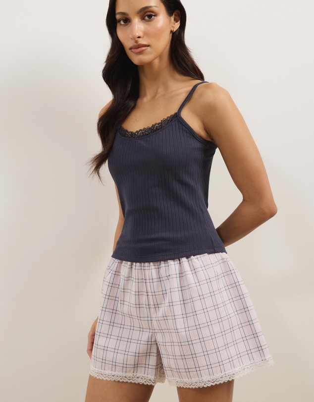 Atmos&Here - Lily Check Short and Pointelle Cami Pyjama Set